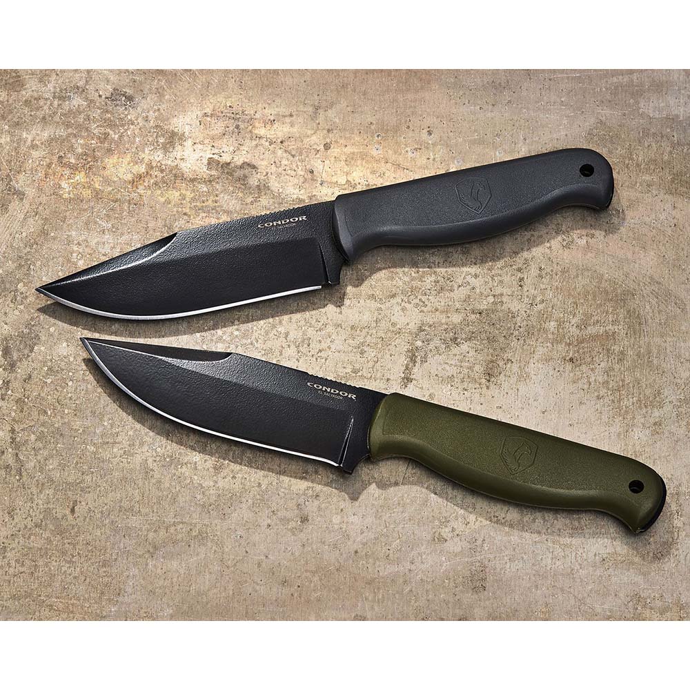 Condor Fighter Fixed Blade 1075 Carbon Steel Black Cerakote Clip Point Rhino Gray Polypropylene 5