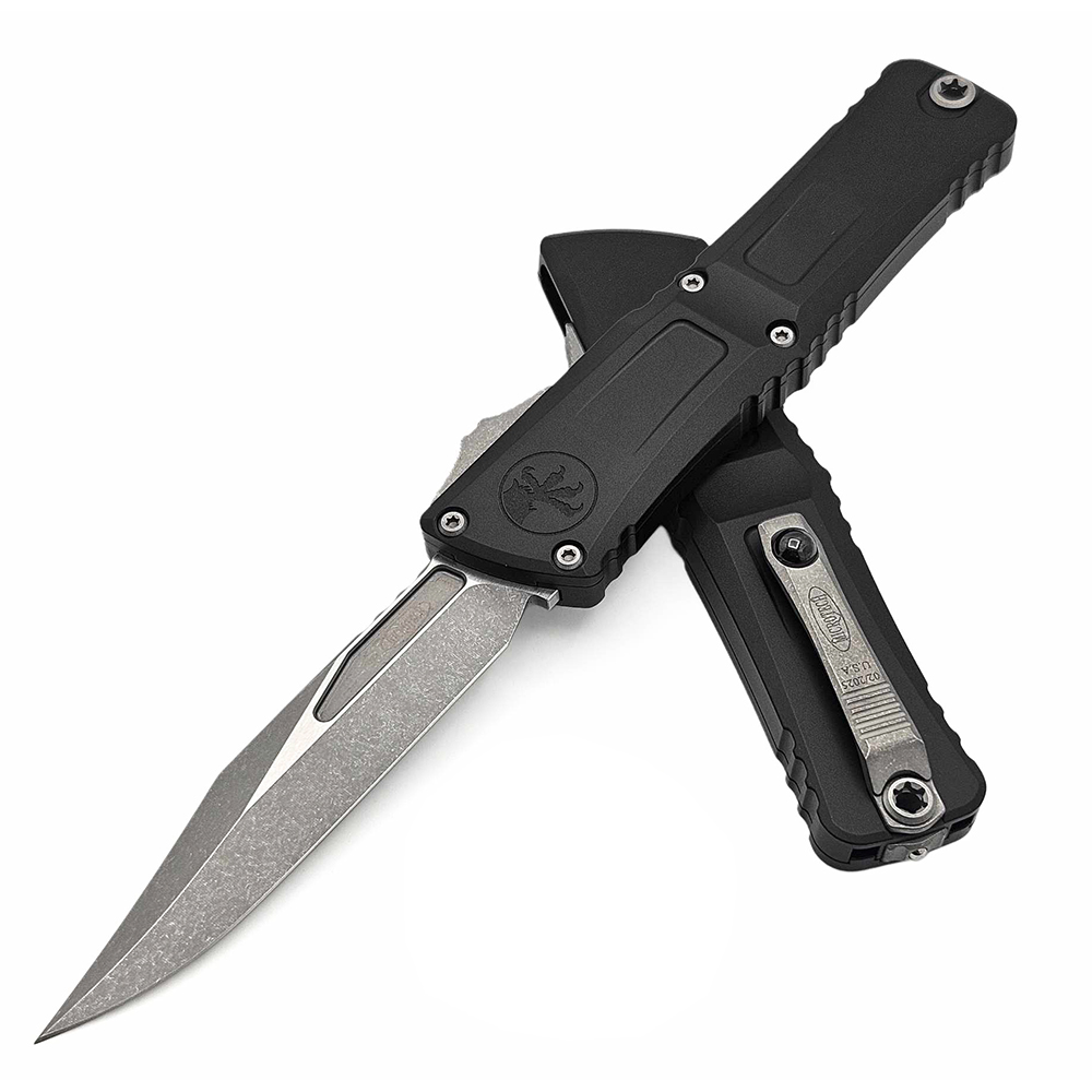 Microtech Combat Troodon Gen III AUTO OTF M390MK Apocalyptic Bowie Black Aluminum Handles 1146-10AP 2