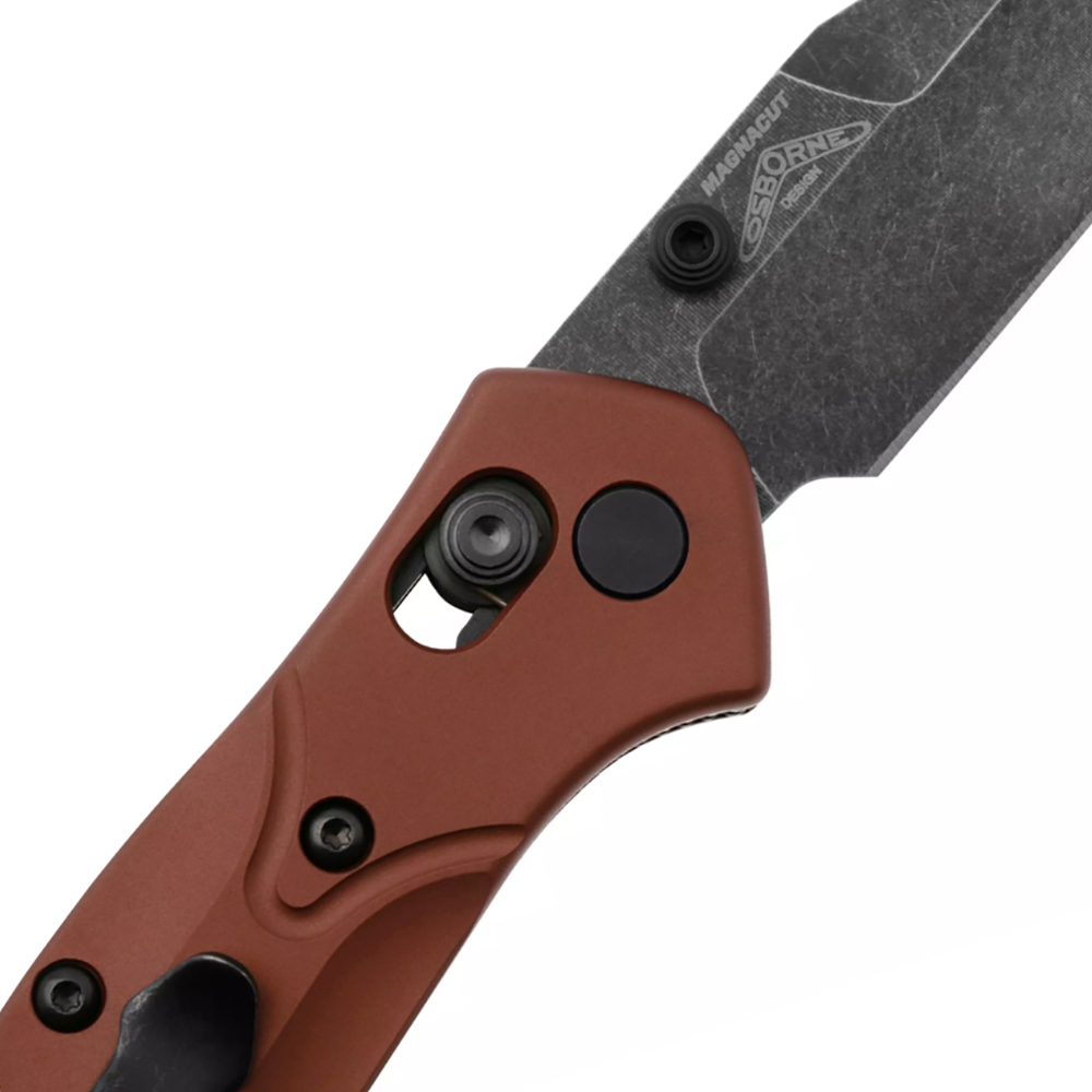 Benchmade 945BK-03 Mini Osborne CPM-MagnaCut Black DLC Battlewashed Plain Burnt Copper Aluminum Handles 5