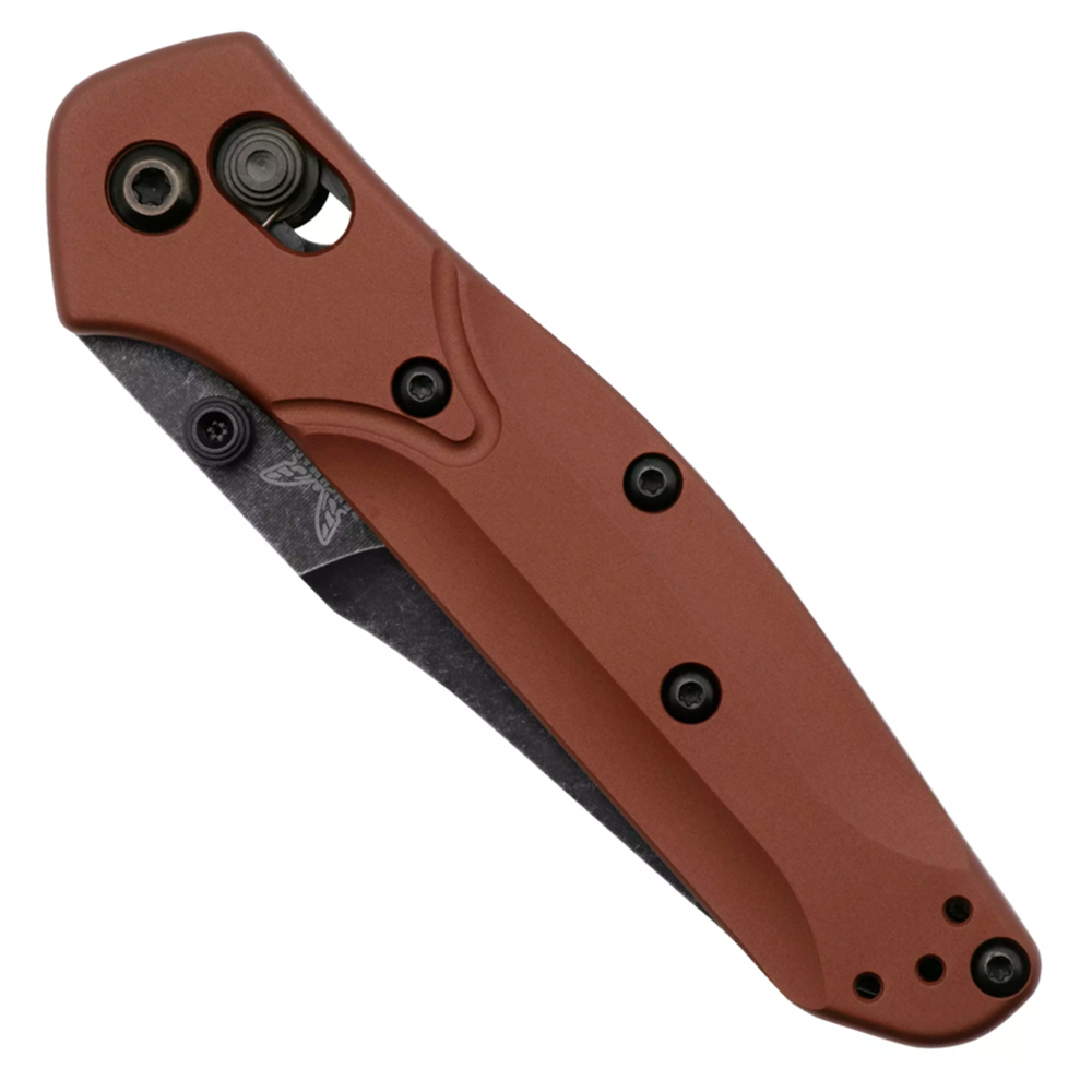 Benchmade 945BK-03 Mini Osborne CPM-MagnaCut Black DLC Battlewashed Plain Burnt Copper Aluminum Handles 6