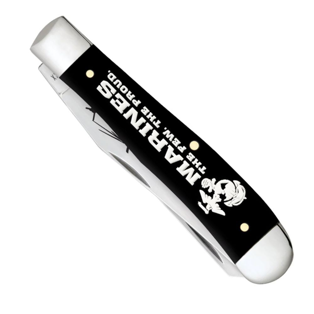 Case SS USMC Black Synthetic Smooth Trapper CA13204 5