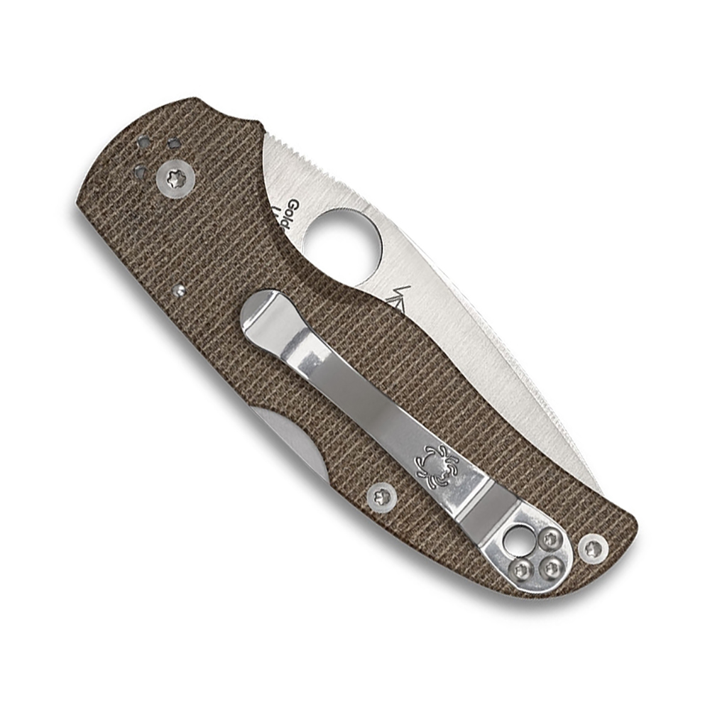 Spyderco Native 5 CPM-CruWear Satin Plain Brown Canvas Micarta C41MPCW5 2