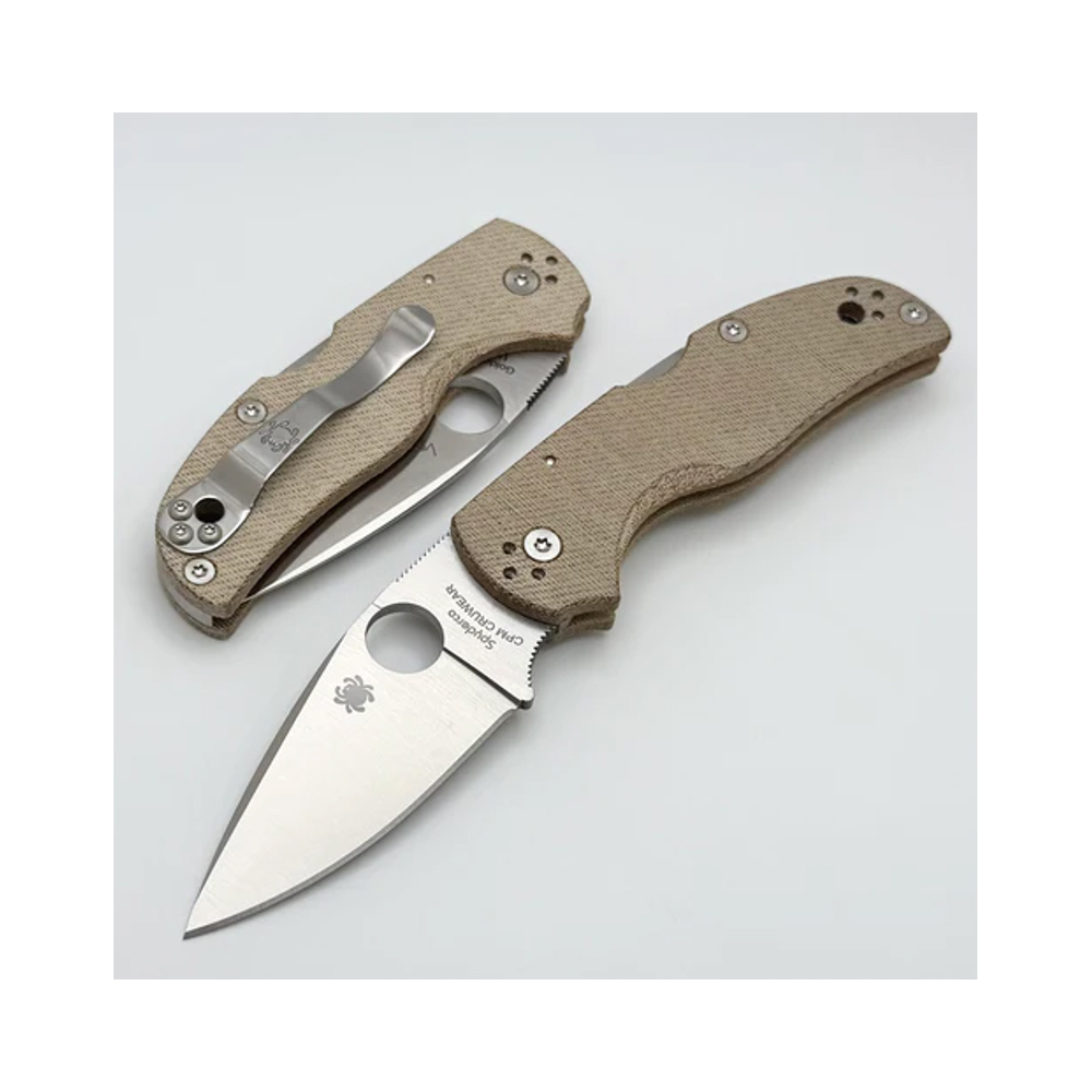 Spyderco Native 5 CPM-CruWear Satin Plain Brown Canvas Micarta C41MPCW5 3