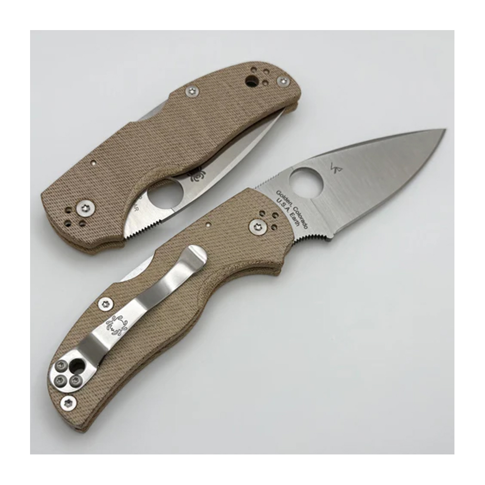 Spyderco Native 5 CPM-CruWear Satin Plain Brown Canvas Micarta C41MPCW5 4
