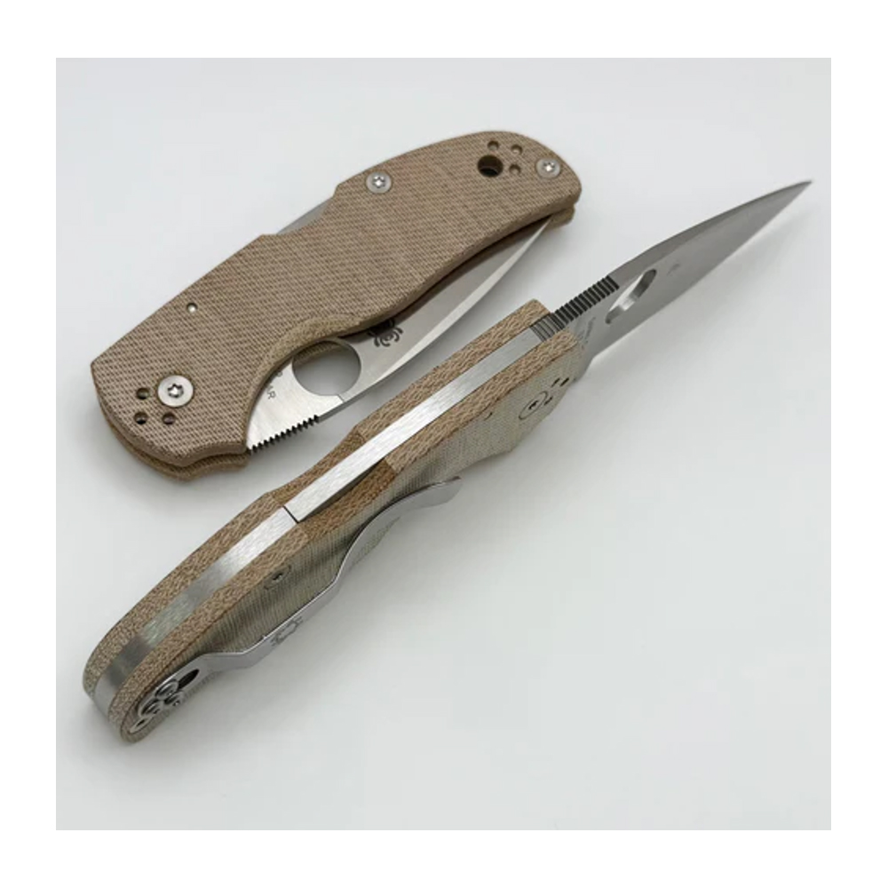Spyderco Native 5 CPM-CruWear Satin Plain Brown Canvas Micarta C41MPCW5 5