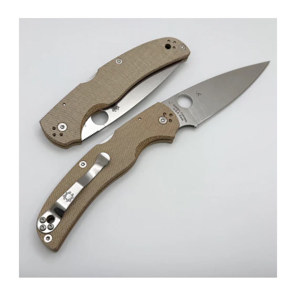 Spyderco Native Chief CPM-CruWear Satin Plain Brown Canvas Micarta C244MPCW 4