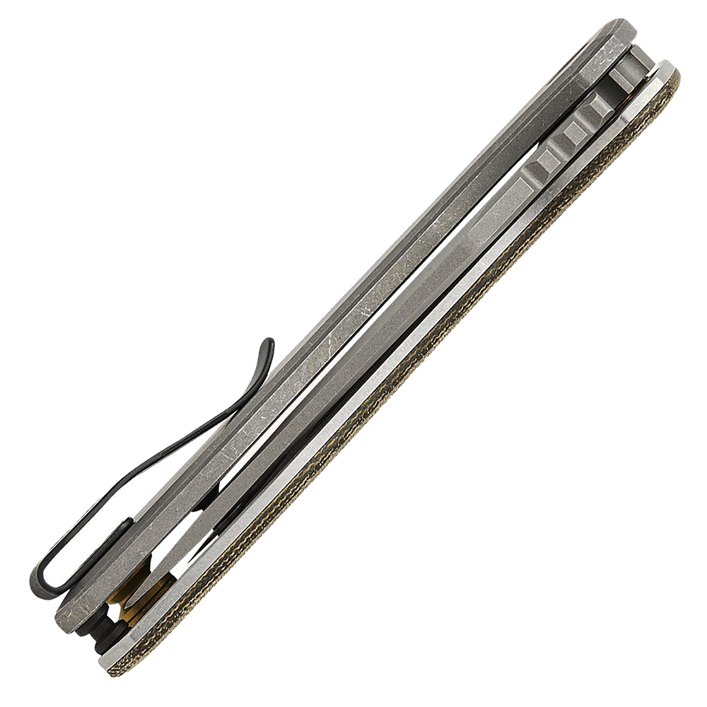 Zero Tolerance 0512OL AUTO CPM-CruWear Gray Stonewashed Olive Canvas Micarta and Titanium Handles 5