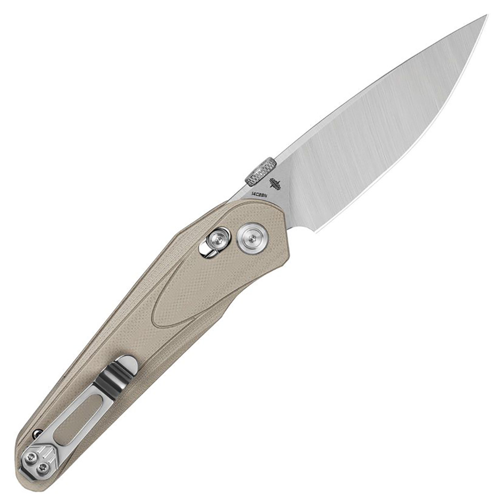 Bestech Knives Mothus 14C28N Satin Drop Point Tan G10 BG67B 2