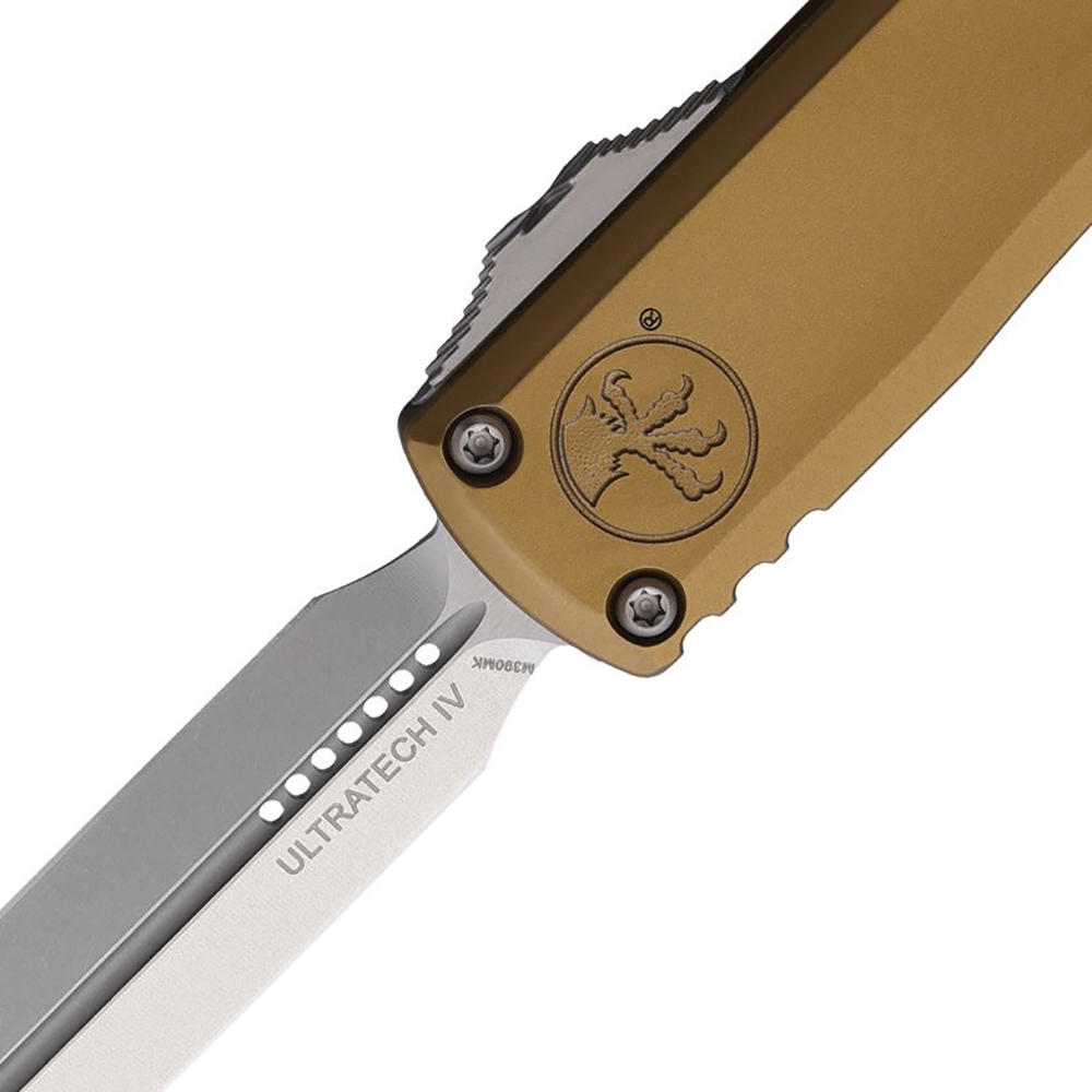 Microtech Ultratech Gen IV Auto OTF D/E Double Edge Dagger Tan Handle Stonewash Blade 11224-10TA 5