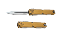Microtech Ultratech Gen IV Auto OTF D/E Double Edge Dagger Tan Handle Stonewash Blade 11224-10TA