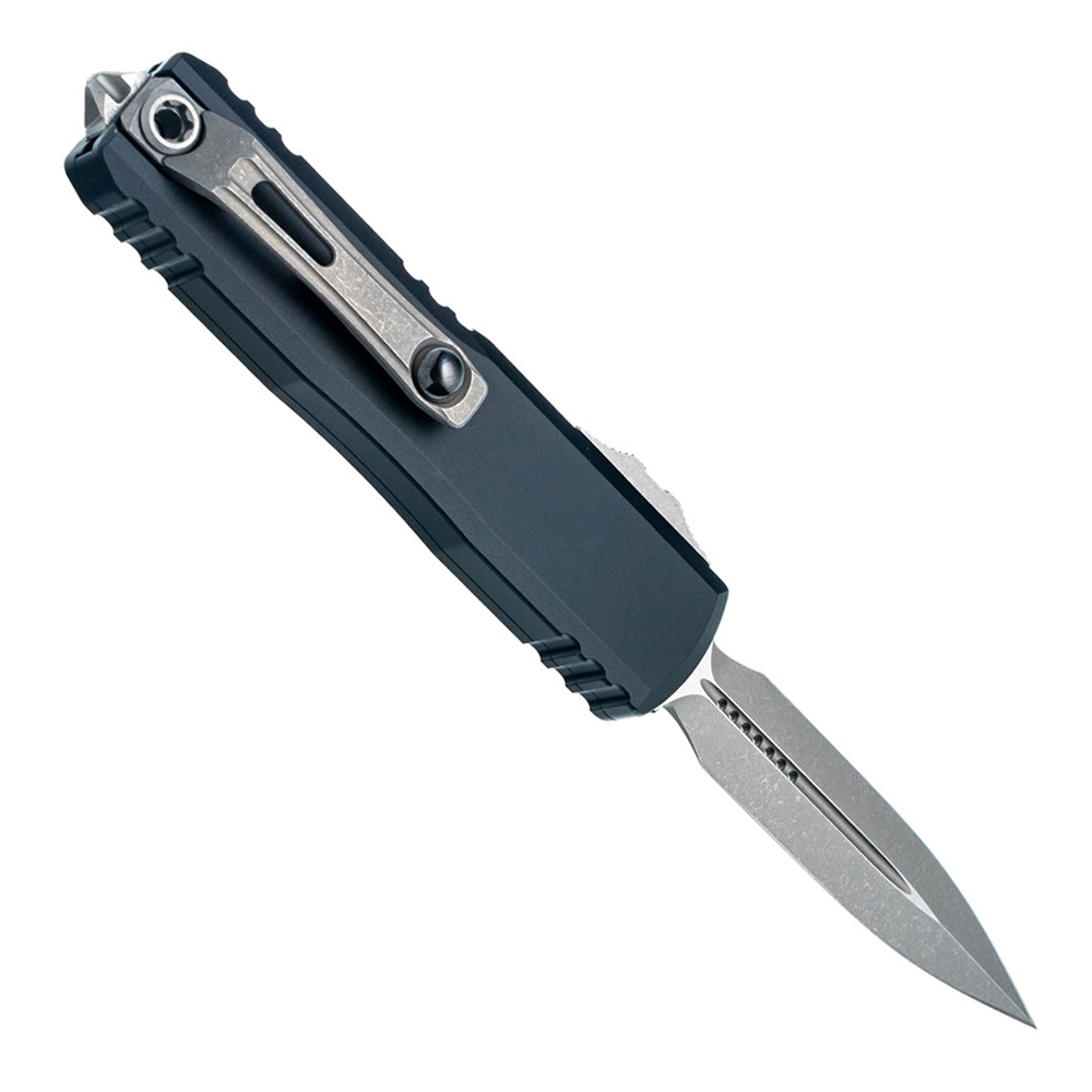 Microtech UTX-85 Gen IV AUTO OTF M390MK Apocalyptic Double Edge Dagger Black Aluminum Handles 12324-10AP 2