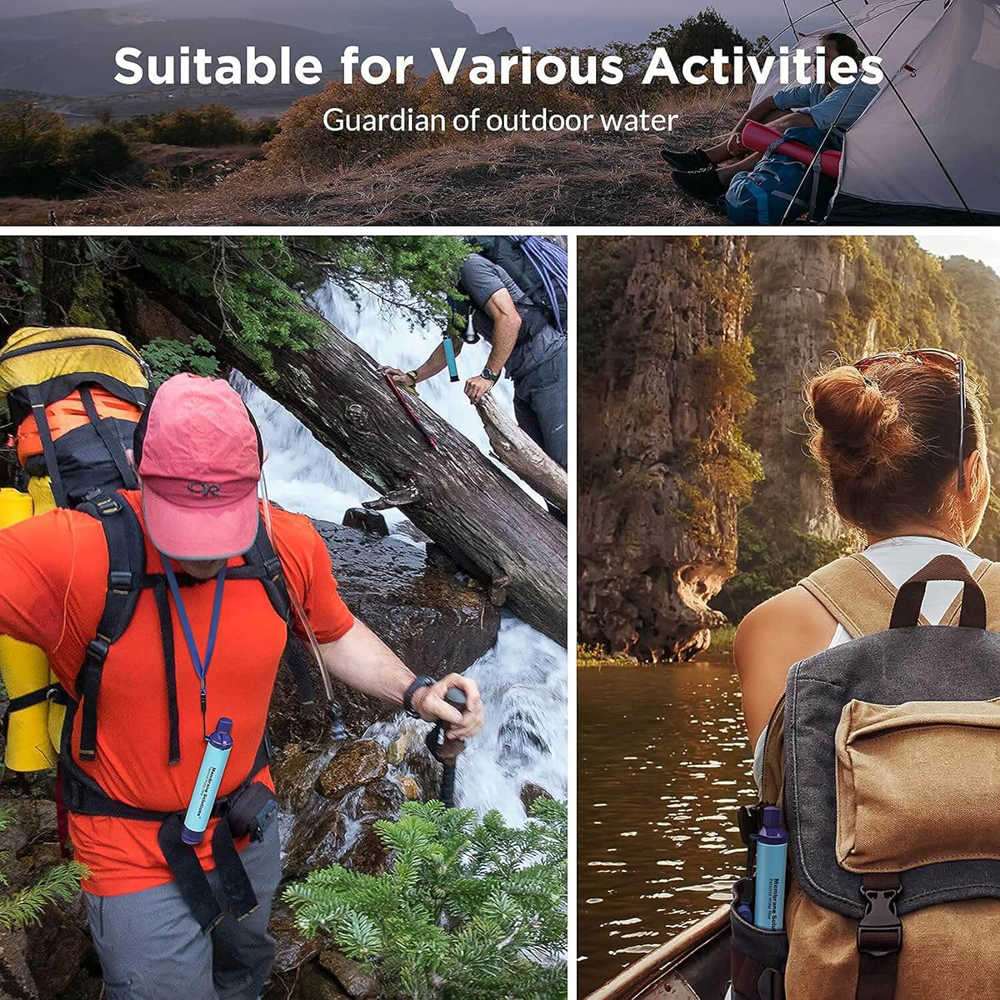 Сламка филтър с калъф за пречистване на вода Membrane Solutions Water Filter Straw Blue with Case 9