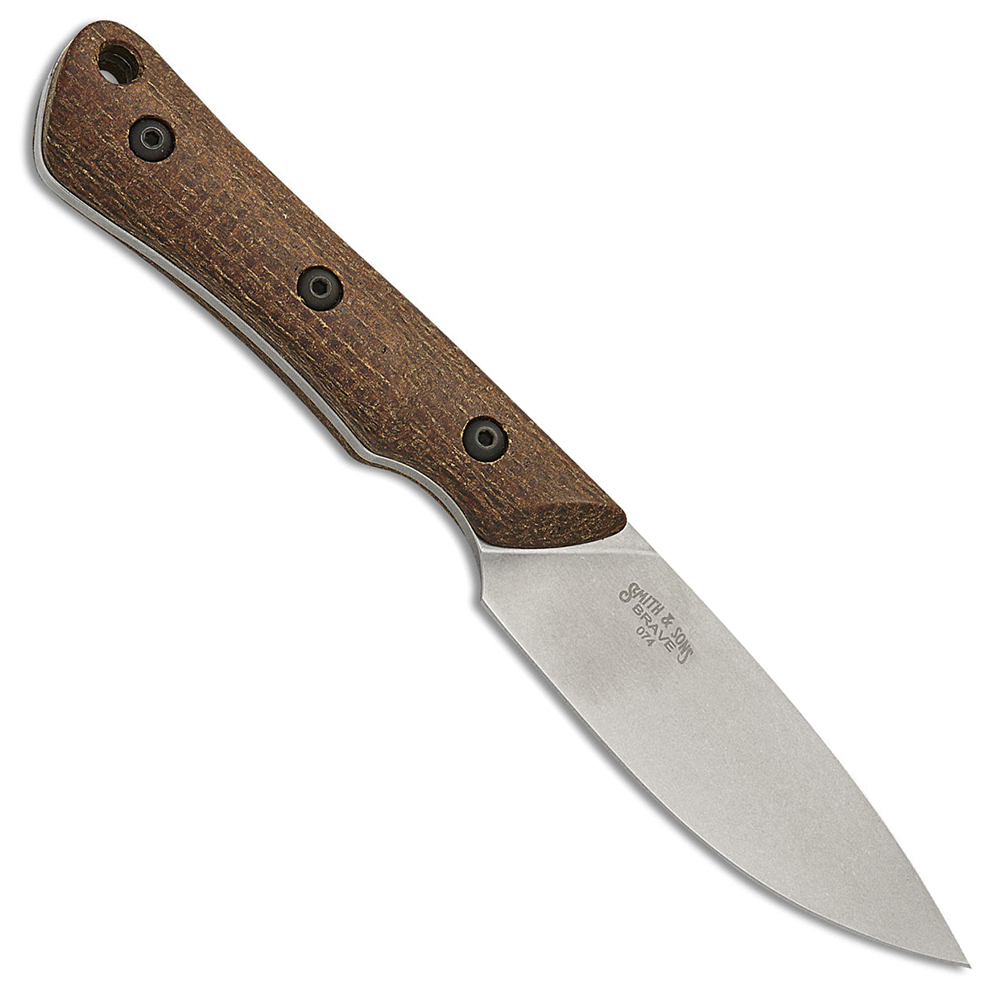 White River Brave CPM-MagnaCut Stonewashed Drop Point Natural Burlap Micarta WRSS-BRV-BNA 2