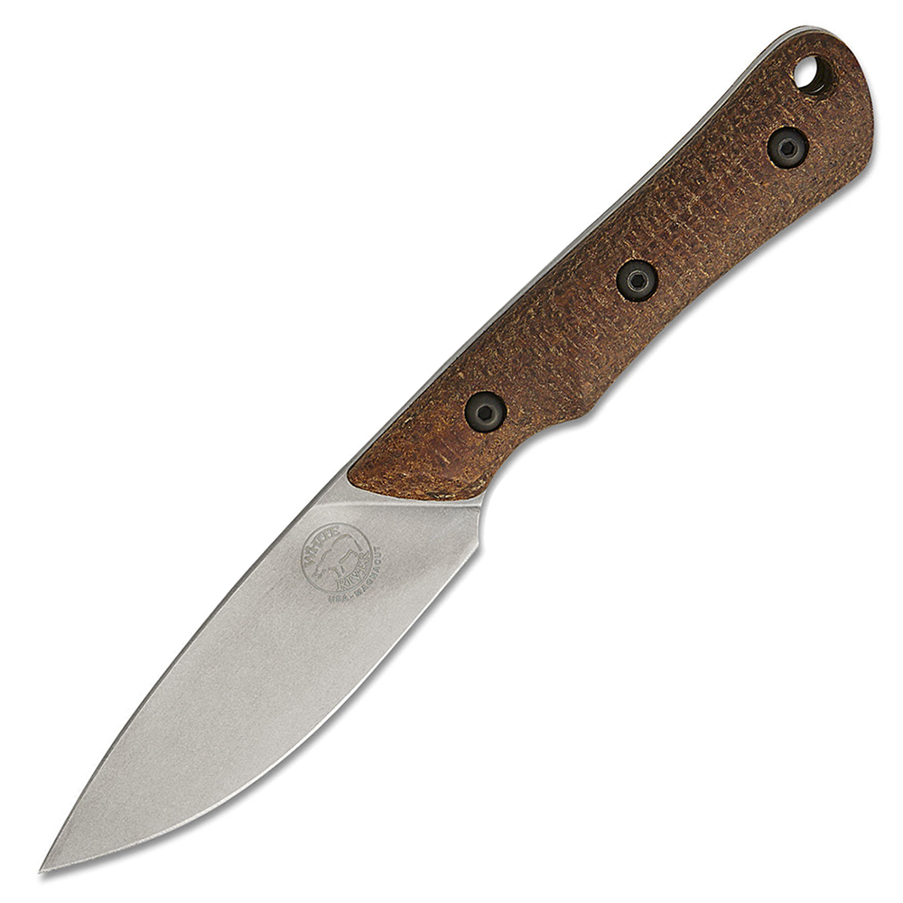 White River Brave CPM-MagnaCut Stonewashed Drop Point Natural Burlap Micarta WRSS-BRV-BNA 1